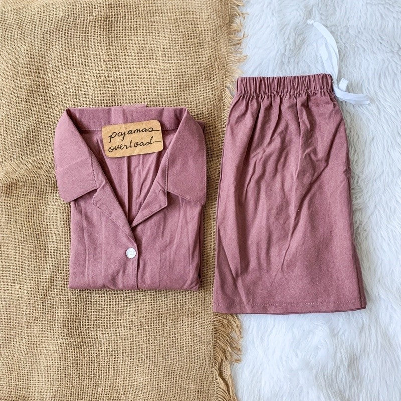 JOY | premium linen shortsleeves top + shorts loungewear sleepwear set | PajamasOverload