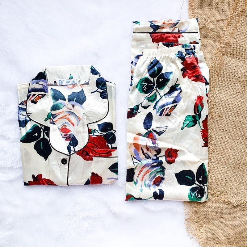 PHOEBE | satin shortsleeves + pants sleepwear pajama set | PajamasOverload