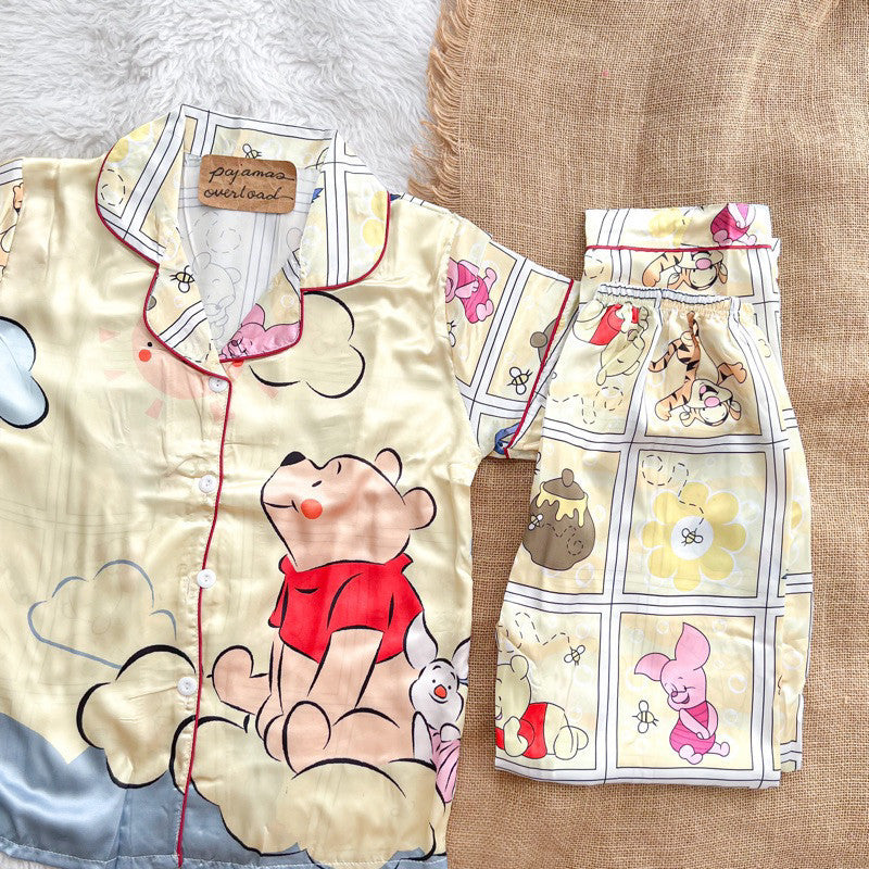 PHOEBE | satin shortsleeves + pants sleepwear pajama set | PajamasOverload