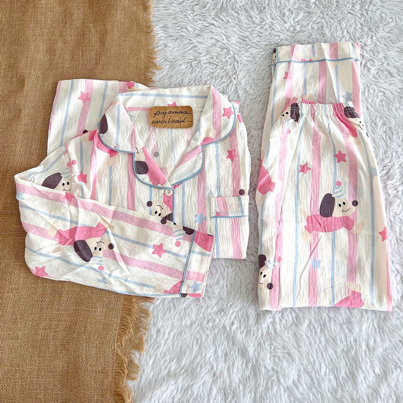 KAWAII | crumpled longsleeves + pants sleepwear pajama set | PajamasOverload