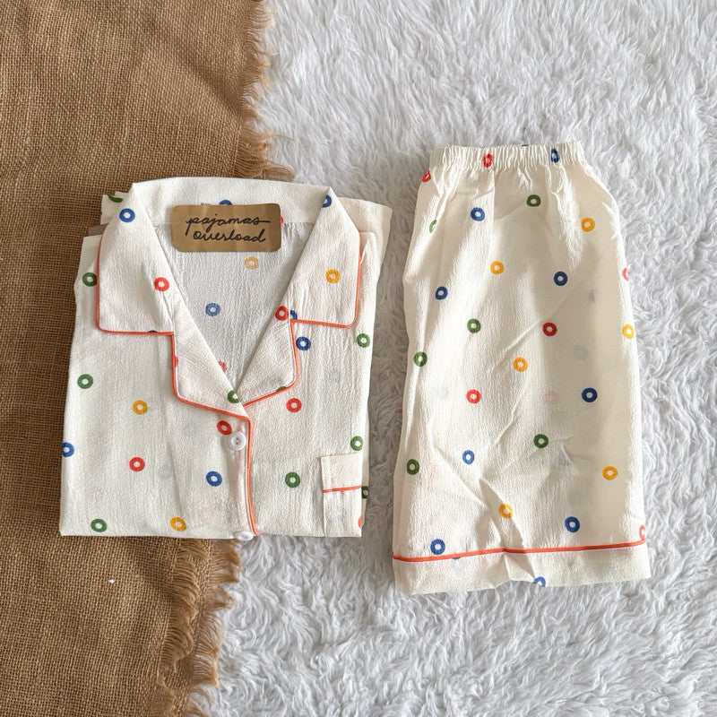KITTY | bubble/crumpled shortsleeves + shorts sleepwear pajama set | PajamasOverload