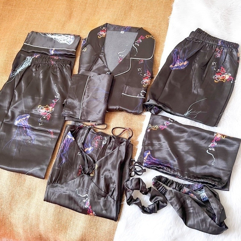 PREMIUM 7in1 SET | satin silk longsleeves + pants sleepwear pajama set | PajamasOverload