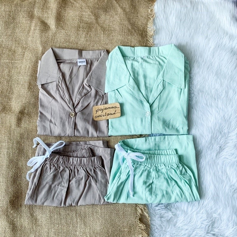 JOY | soft linen shortsleeves buttondown + shorts | PajamasOverload