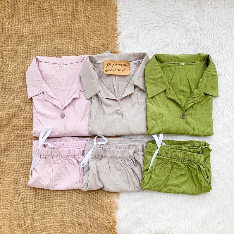 JOY | soft linen shortsleeves buttondown + shorts | PajamasOverload