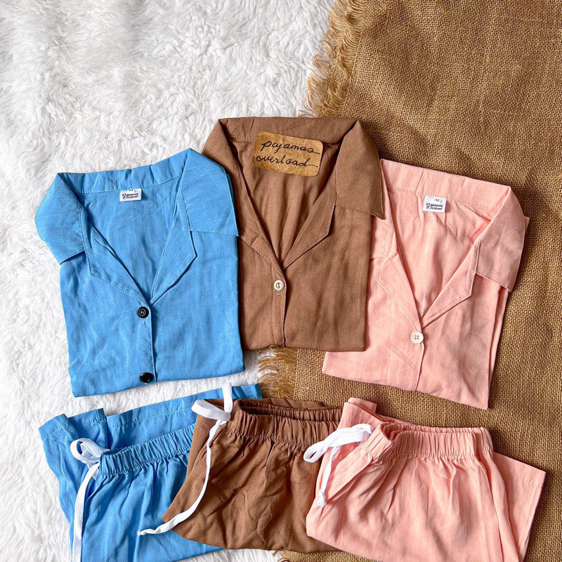 JOY | soft linen shortsleeves buttondown + shorts | PajamasOverload
