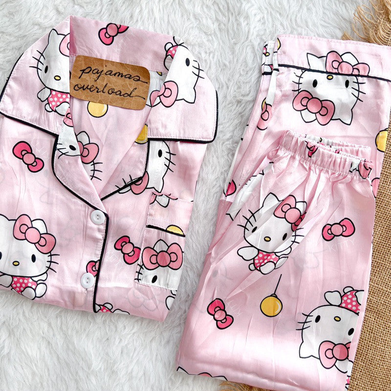 PHOEBE KIDS | satin shortsleeves + pants kids pajama set | PajamasOverload