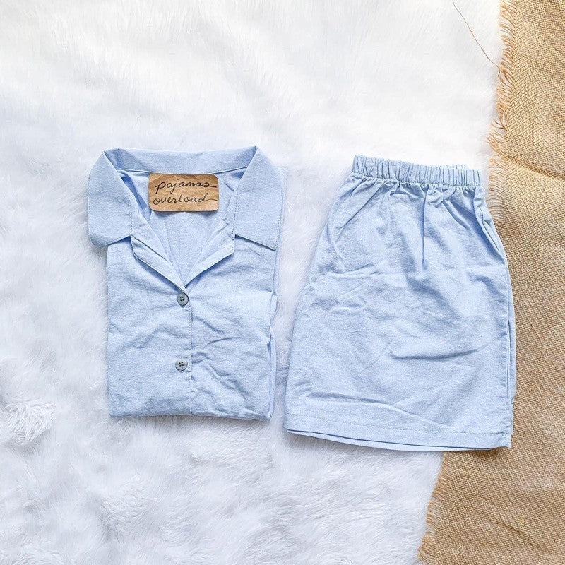 JOY | premium linen shortsleeves top + shorts loungewear sleepwear set | PajamasOverload