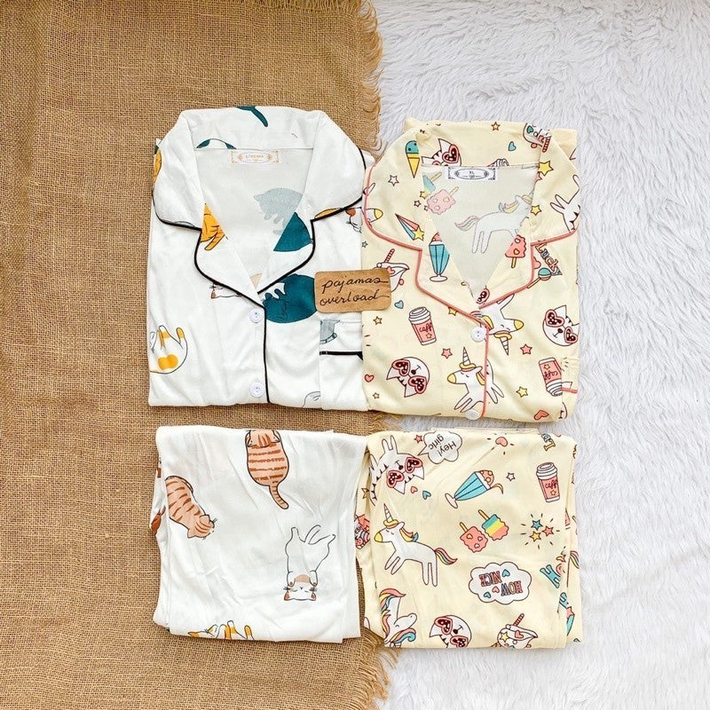 JOEY | polycotton shortsleeves + pants pajama set | PajamasOverload