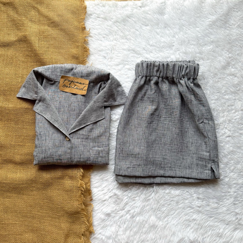 BRIA | viscose linen shortsleeves + shorts sleepwear pajama set | PajamasOverload