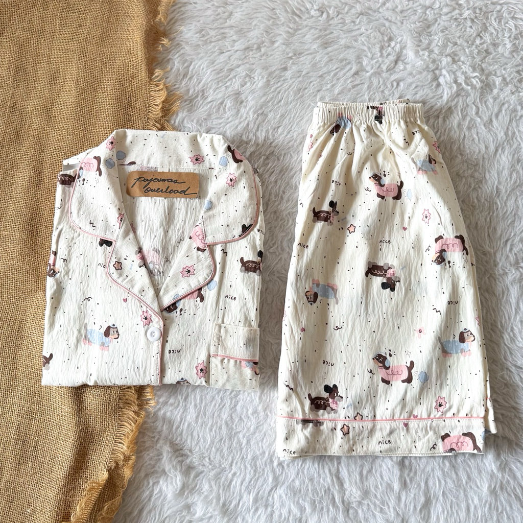 KITTY | bubble/crumpled shortsleeves + shorts sleepwear pajama set | PajamasOverload