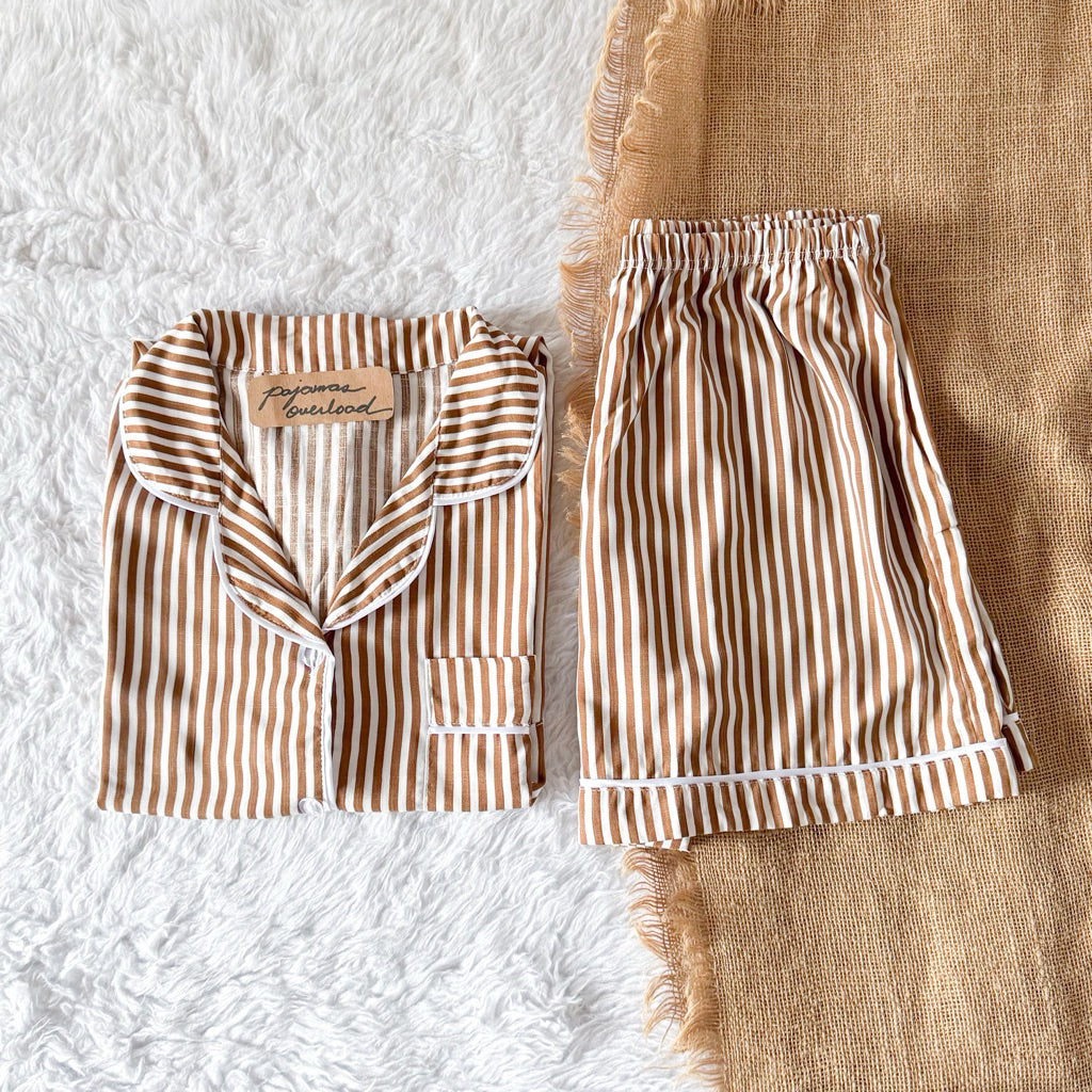 MONICA | soft linen shortsleeves + shorts sleepwear pajama set | PajamasOverload