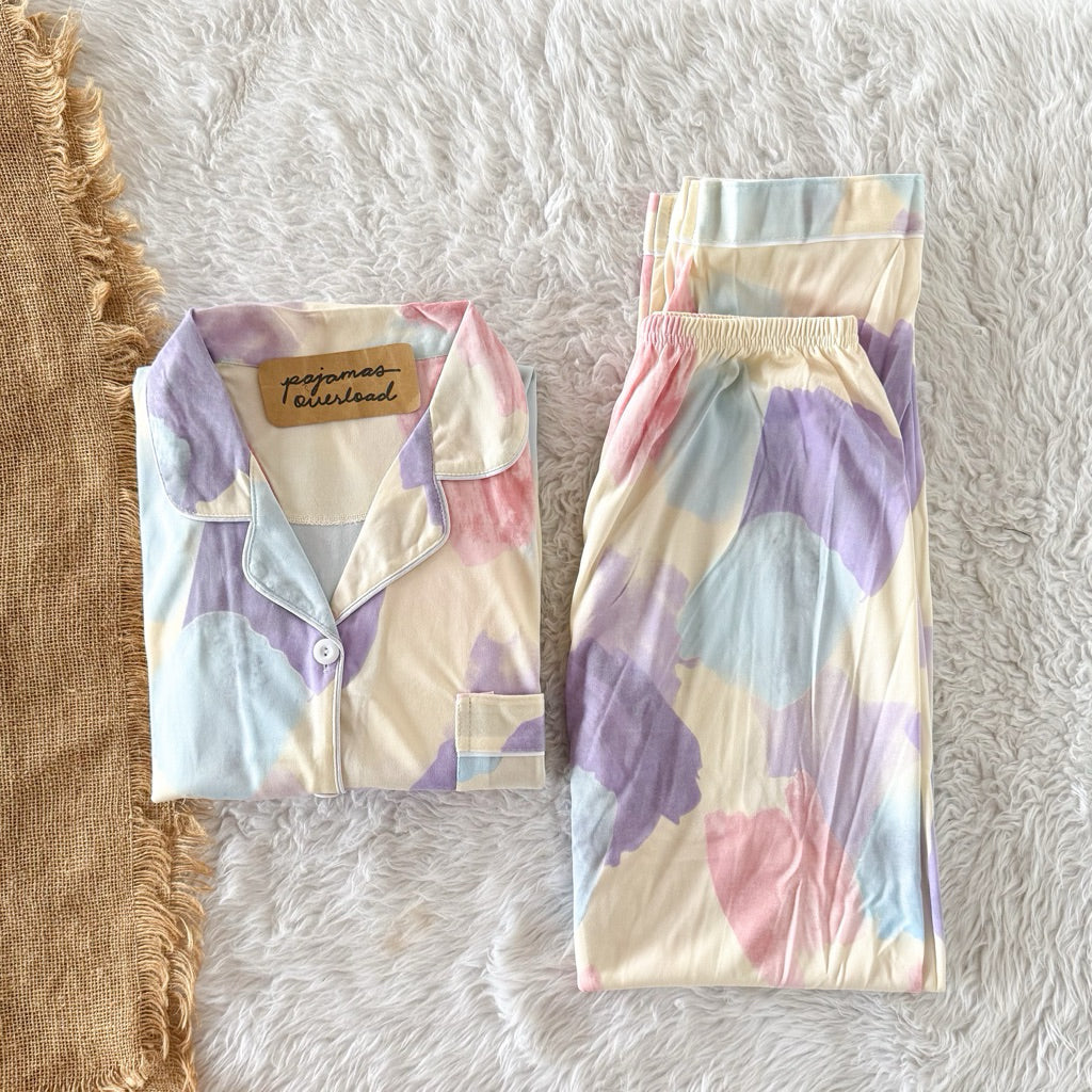 JOEY | polycotton shortsleeves top + pants pajama sleepwear set | PajamasOverload