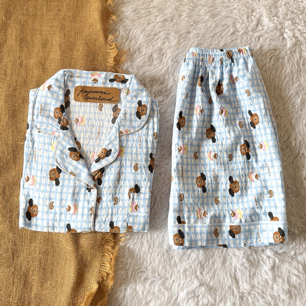 KITTY | bubble/crumpled shortsleeves + shorts sleepwear pajama set | PajamasOverload