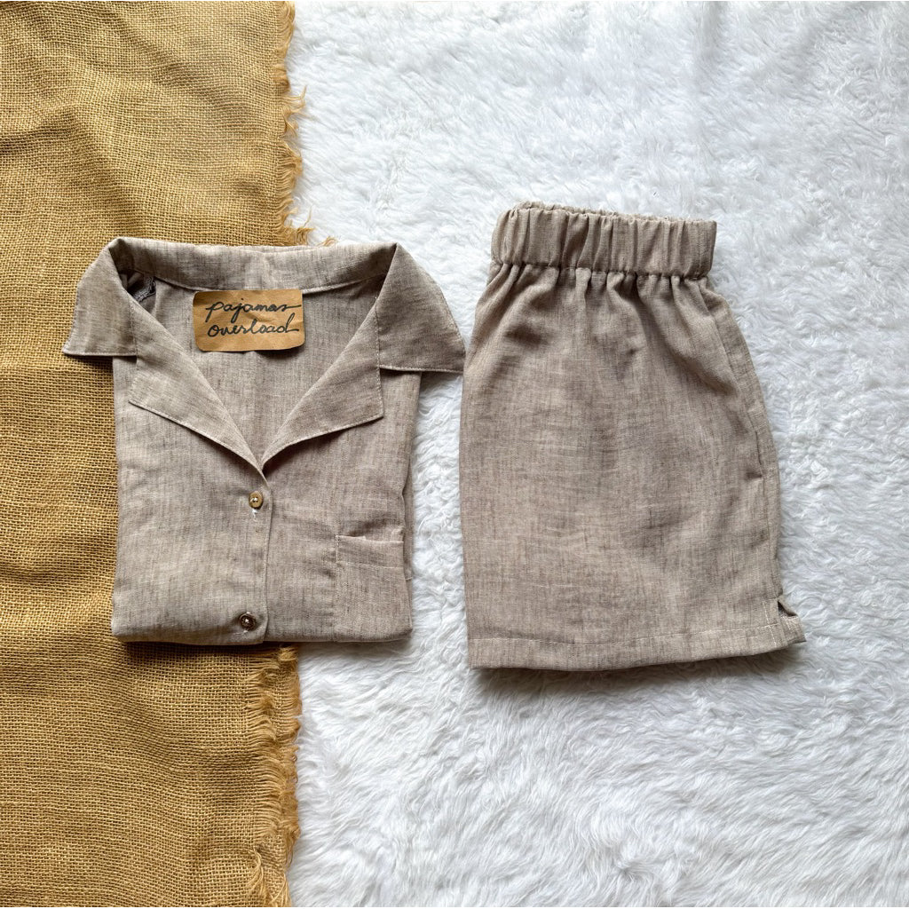 BRIA | viscose linen shortsleeves + shorts sleepwear pajama set | PajamasOverload