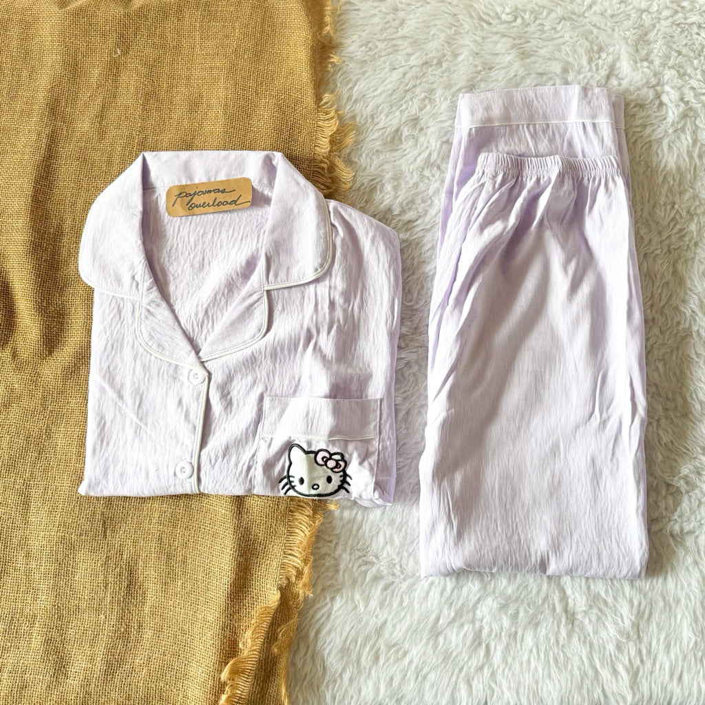TINA PLAIN | crumpled shortsleeves + pants sleepwear pajama set | PajamasOverload