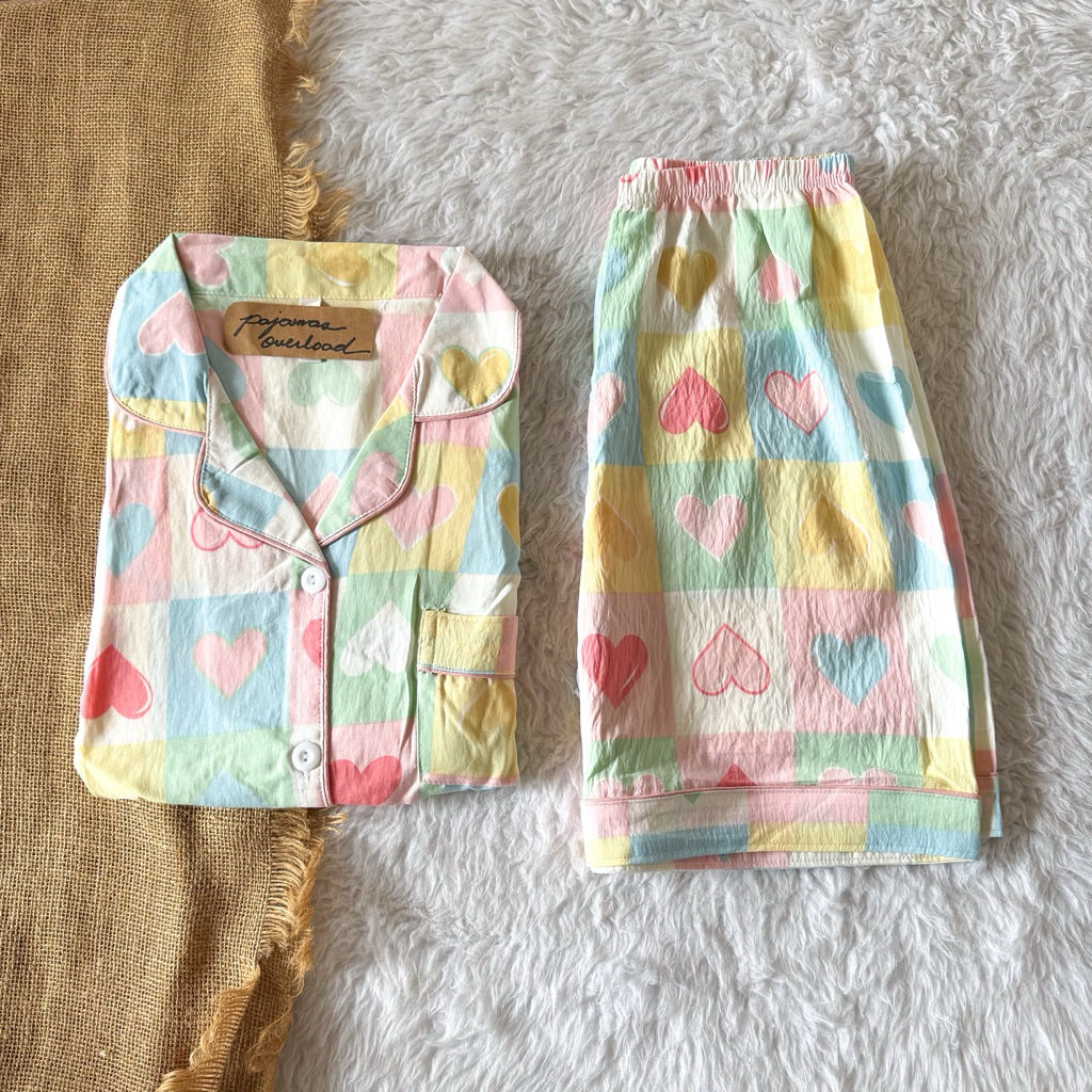 KITTY | bubble/crumpled shortsleeves + shorts sleepwear pajama set | PajamasOverload