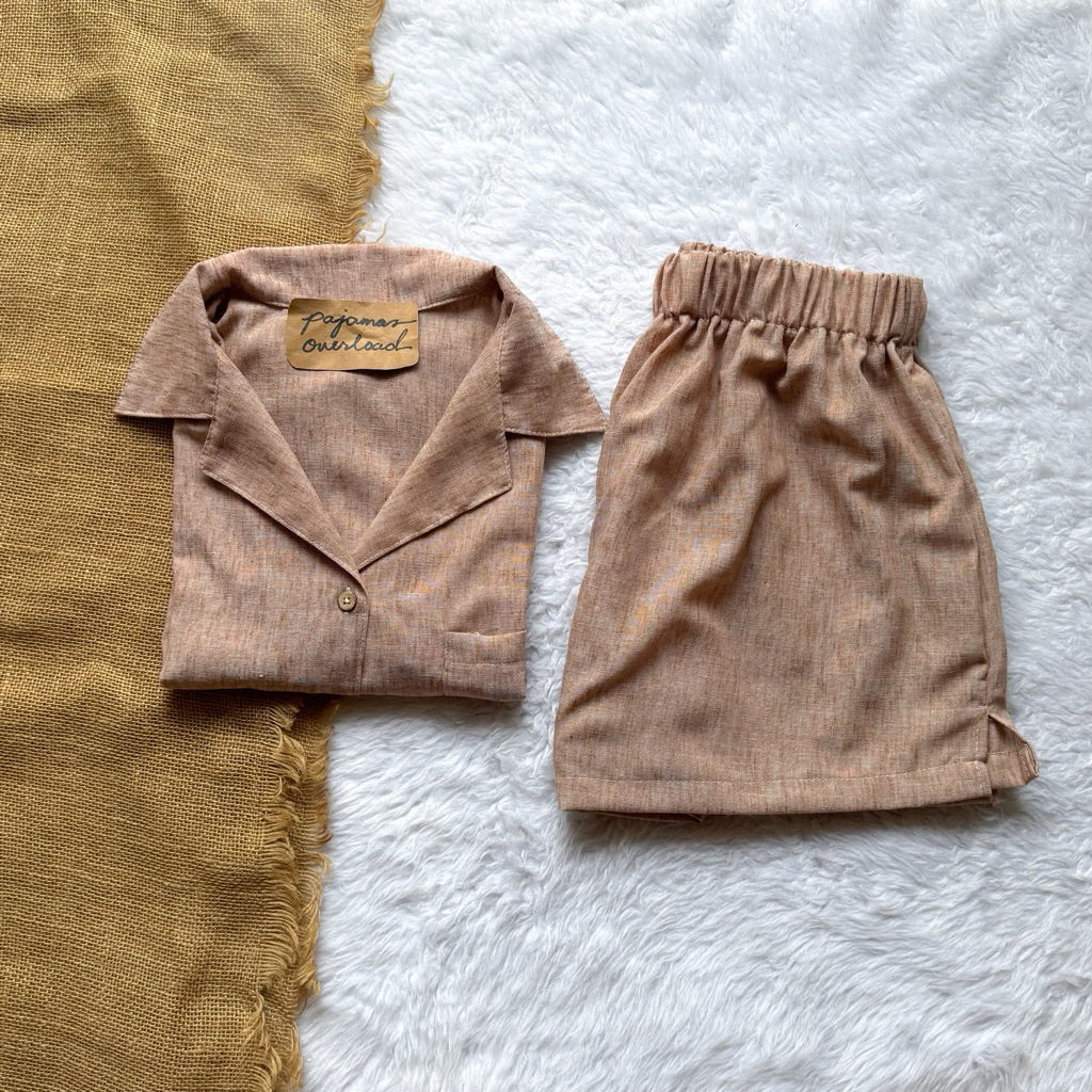 BRIA | viscose linen shortsleeves + shorts sleepwear pajama set | PajamasOverload