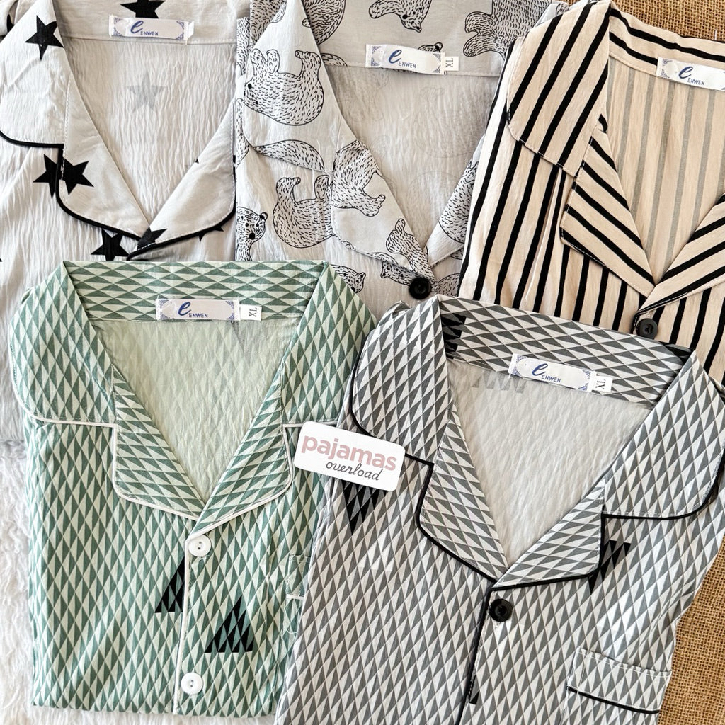 MIKE CRUMPLED | crumpled shortsleeves + pants sleepwear pajama set for MEN | PajamasOverload