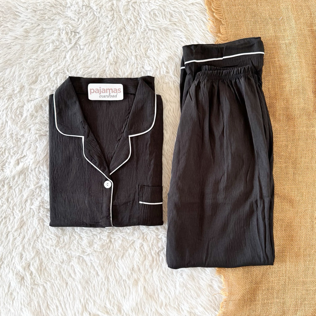 TINA PLAIN | crumpled shortsleeves + pants sleepwear pajama set | PajamasOverload