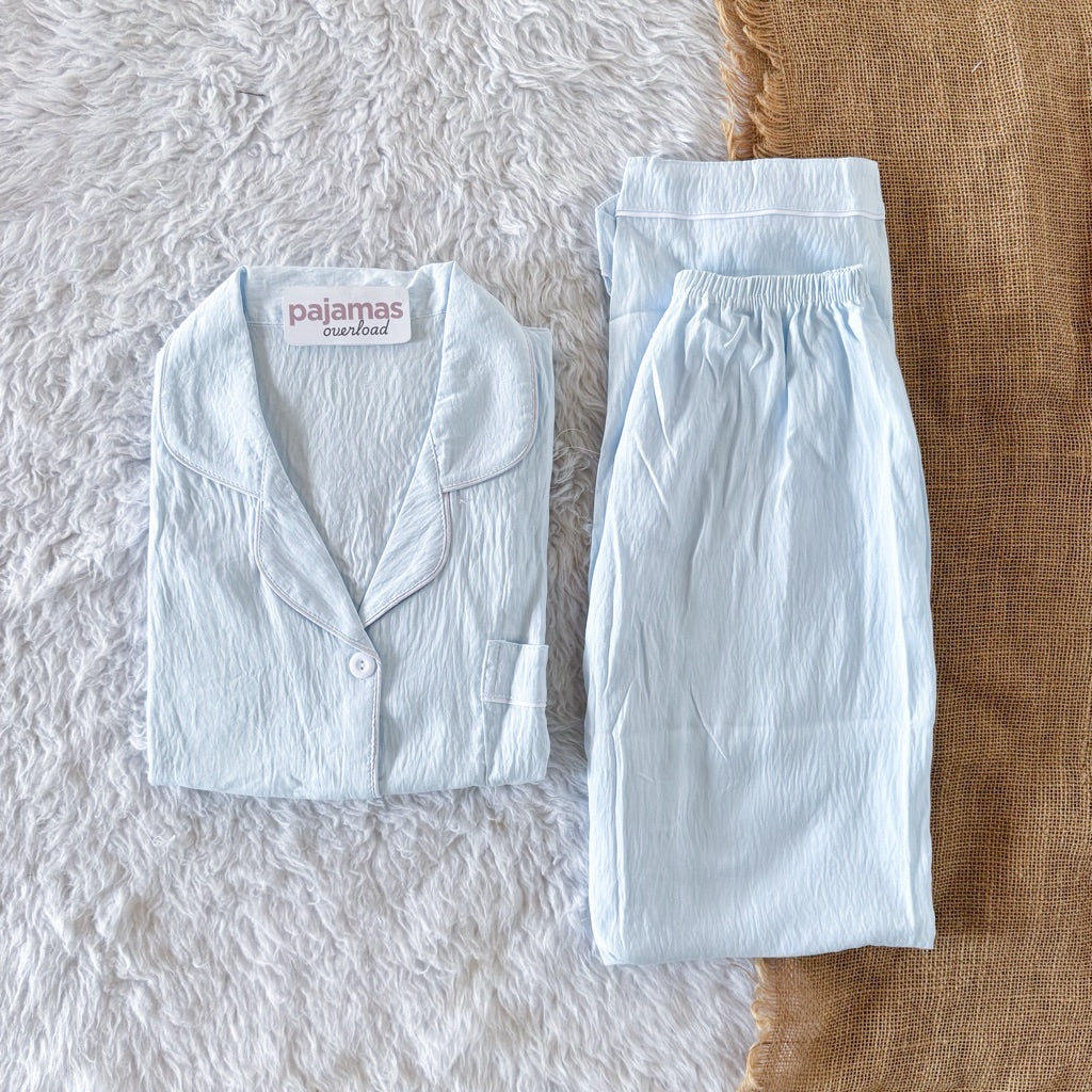 TINA PLAIN | crumpled shortsleeves + pants sleepwear pajama set | PajamasOverload