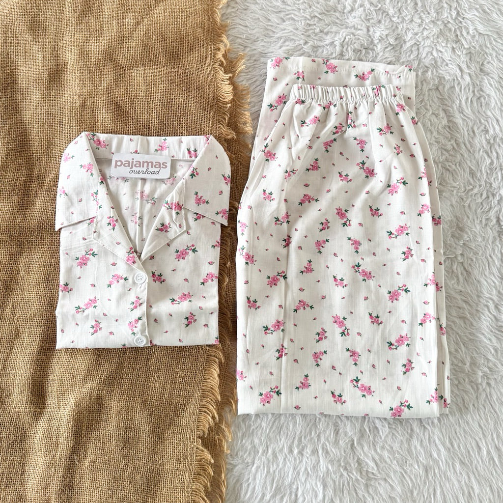 MERLIN | soft linen/Challis shortsleeves + pants sleepwear pajama set | PajamasOverload