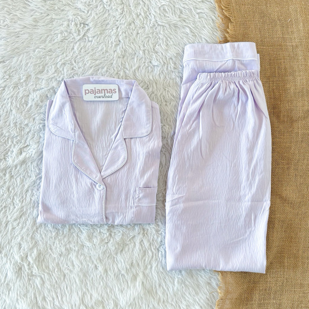 TINA PLAIN | crumpled shortsleeves + pants sleepwear pajama set | PajamasOverload