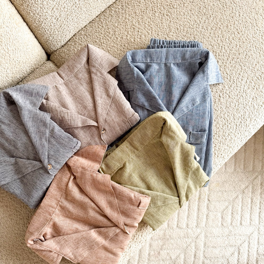 BRYAN MEN | viscose linen shortsleeves + shorts sleepwear lounge set | PajamasOverload