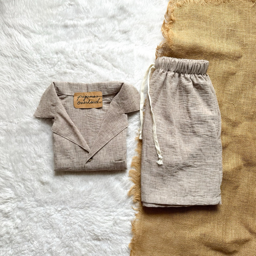 BRYAN MEN | viscose linen shortsleeves + shorts sleepwear lounge set | PajamasOverload