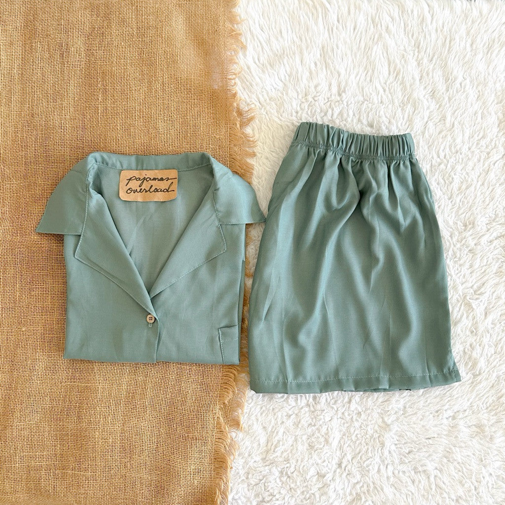 BRIA | cotton silk shortsleeves top + shorts sleepwear set | PajamasOverload