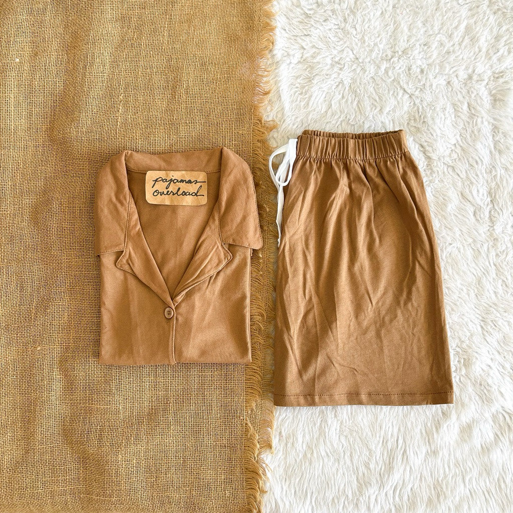 ROME | cotton jersey shortsleeves + shorts sleepwear set | PajamasOverload