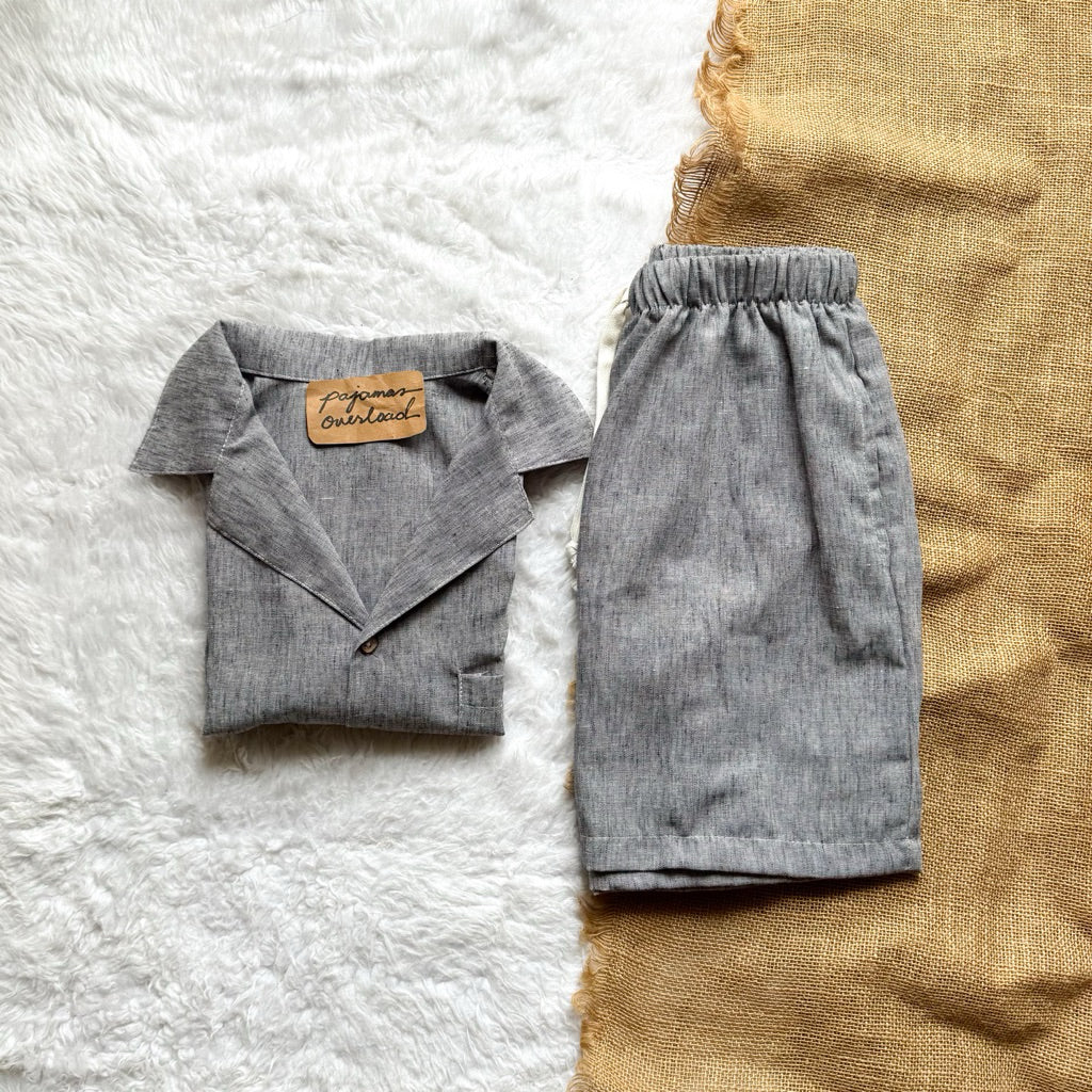 BRYAN MEN | viscose linen shortsleeves + shorts sleepwear lounge set | PajamasOverload