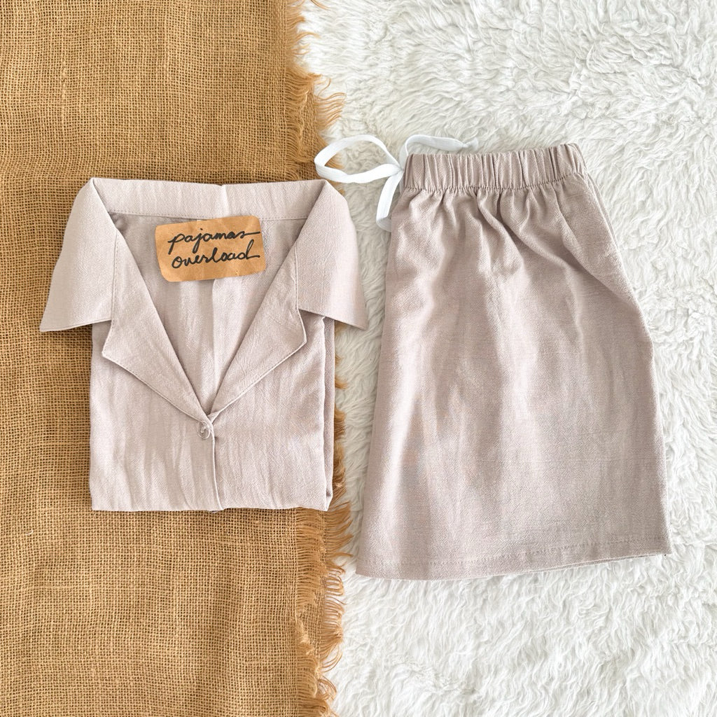 JOY | crumpled linen shortsleeves + shorts sleepwear pajama set | PajamasOverload