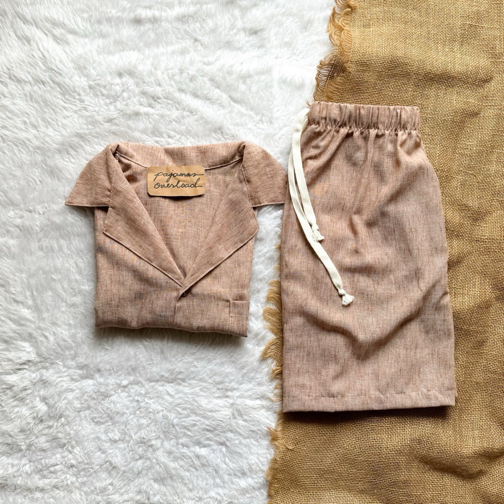 BRYAN MEN | viscose linen shortsleeves + shorts sleepwear lounge set | PajamasOverload