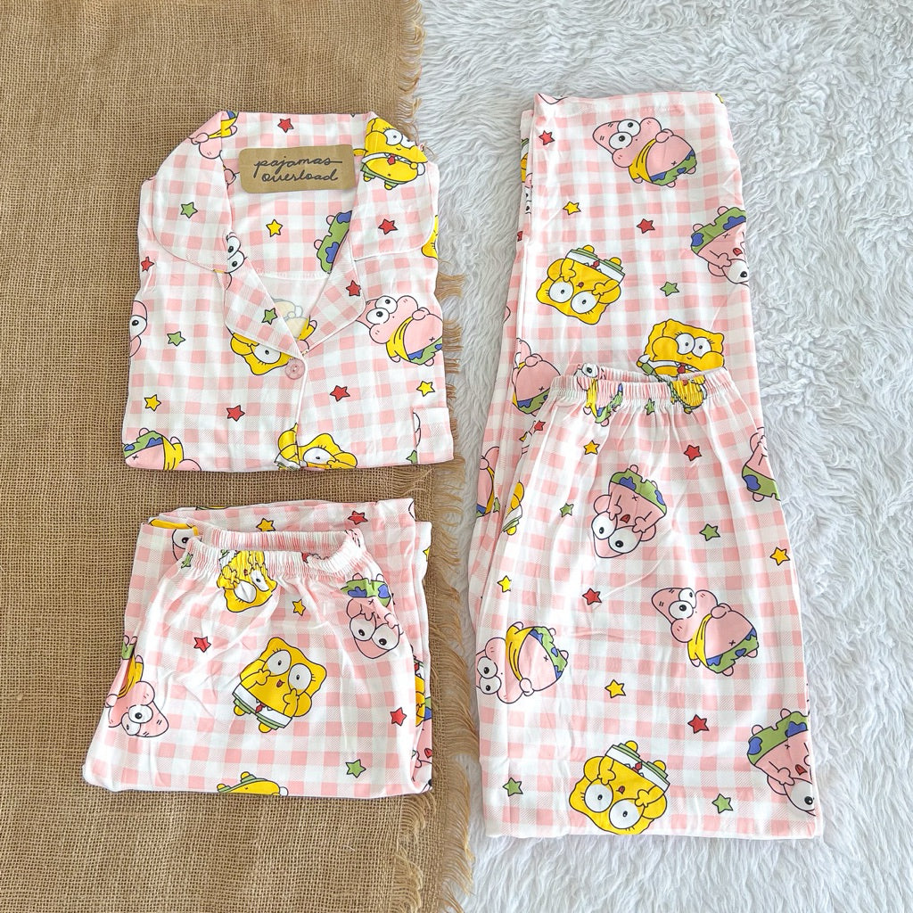 MARSHALL | polycotton 3in1 shortsleeves + shorts + pants pajama sleepwear set | PajamasOverload