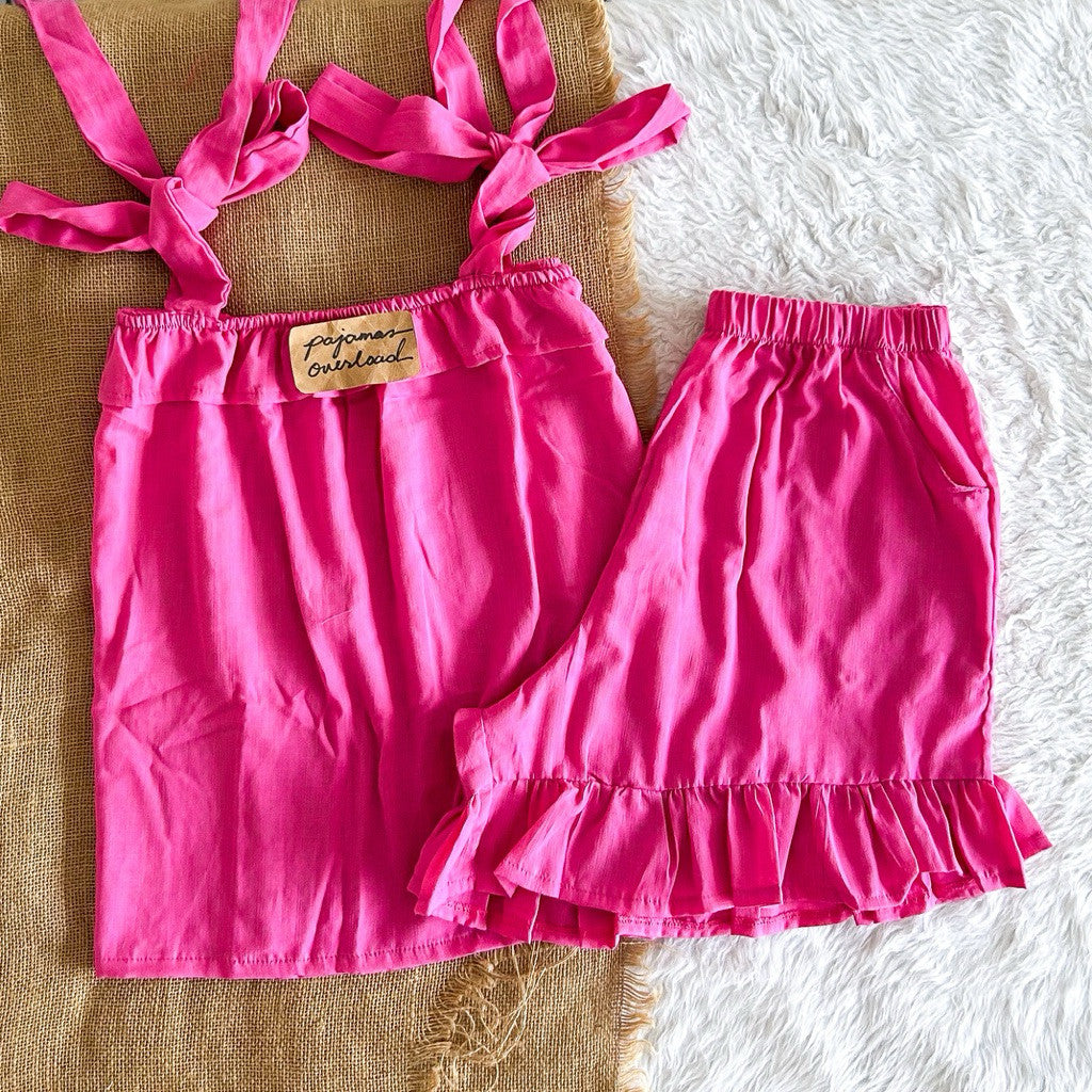 BELLE by PajamasOverload | challis tie strap top + ruffle shorts set