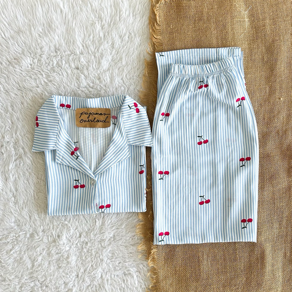 MERLIN | soft linen/Challis shortsleeves + pants sleepwear pajama set | PajamasOverload