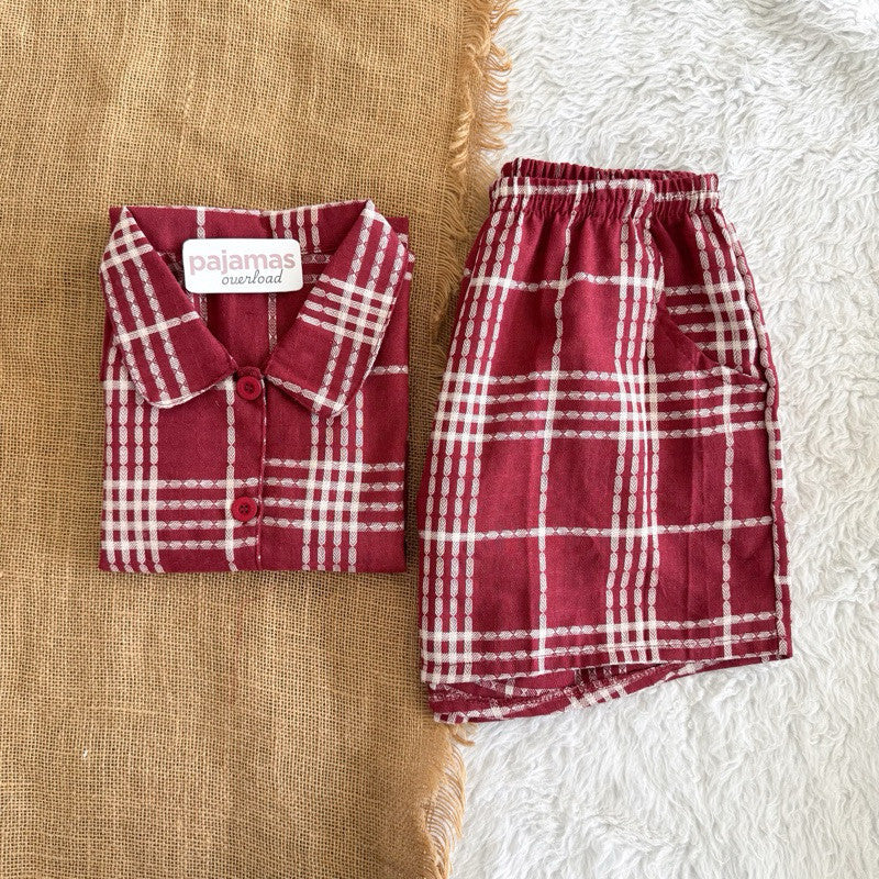 JULIANA | koreanwoven/twill/specialfabric shortsleeves + shorts buttondown set | PajamasOverload
