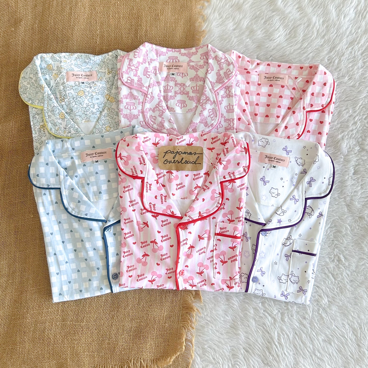 Juicy couture | cotton shortsleeves top + pants sleepwear pajama set | PajamasOverload