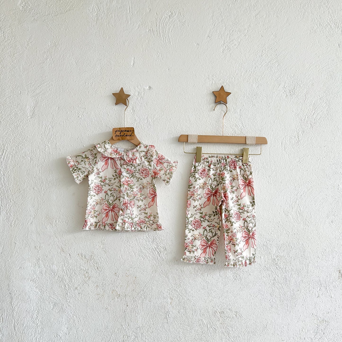 MARIKIT KIDS | cotton ruffles shortsleeves + shorts sleepwear pajama set | PajamasOverload