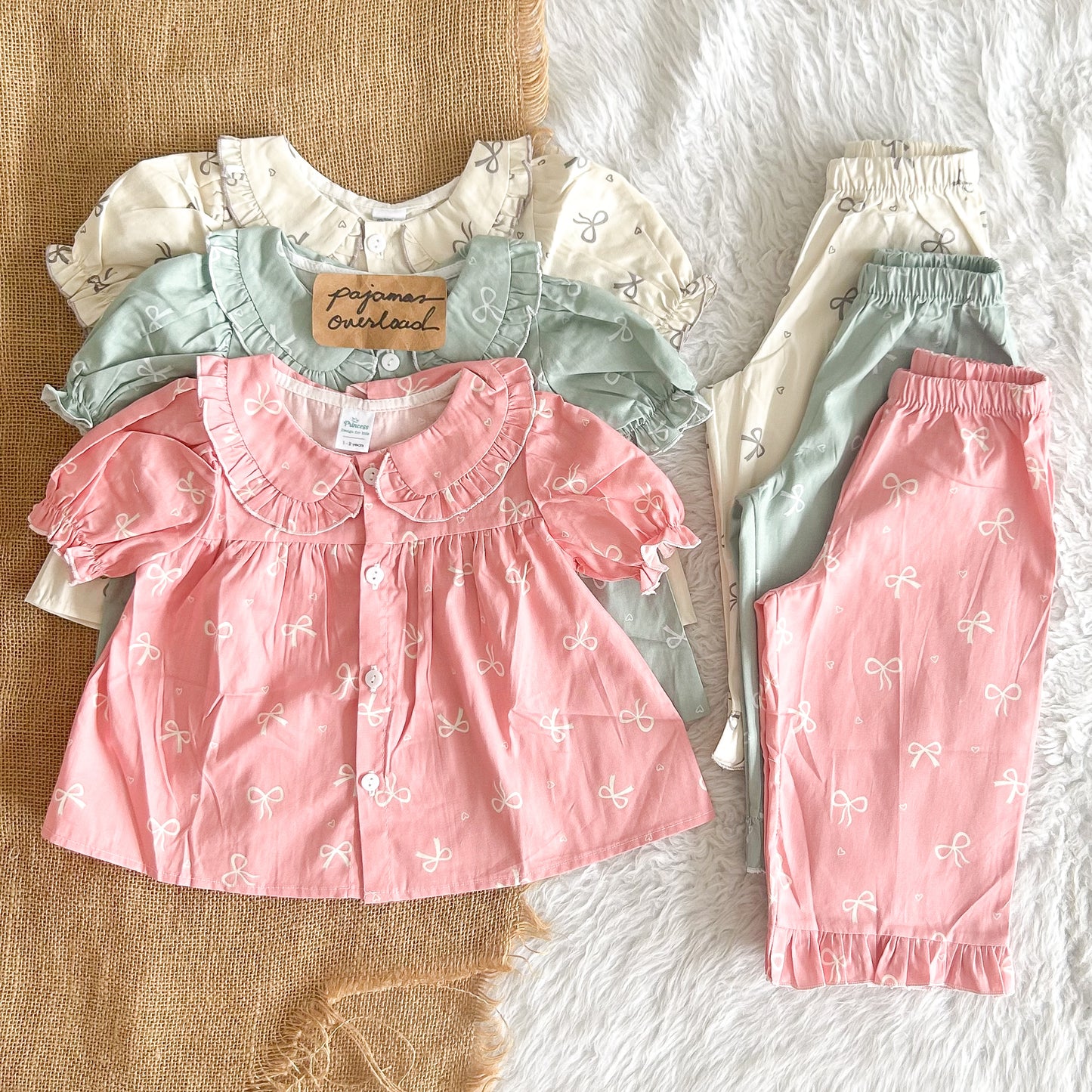 MARIKIT | cotton ruffles top + pants sleepwear pajama set | PajamasOverload