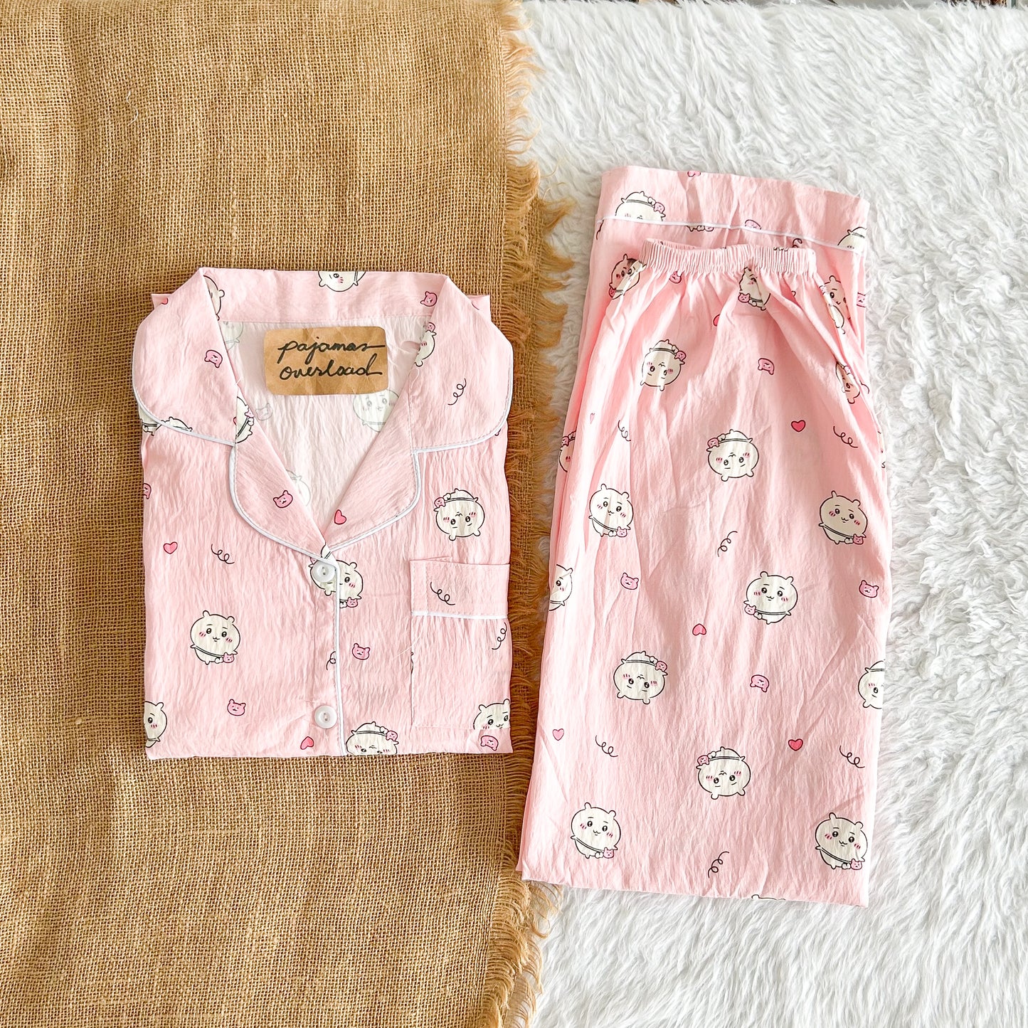 TINA | crumpled shortsleeves top + pants sleepwear pajama set | PajamasOverload