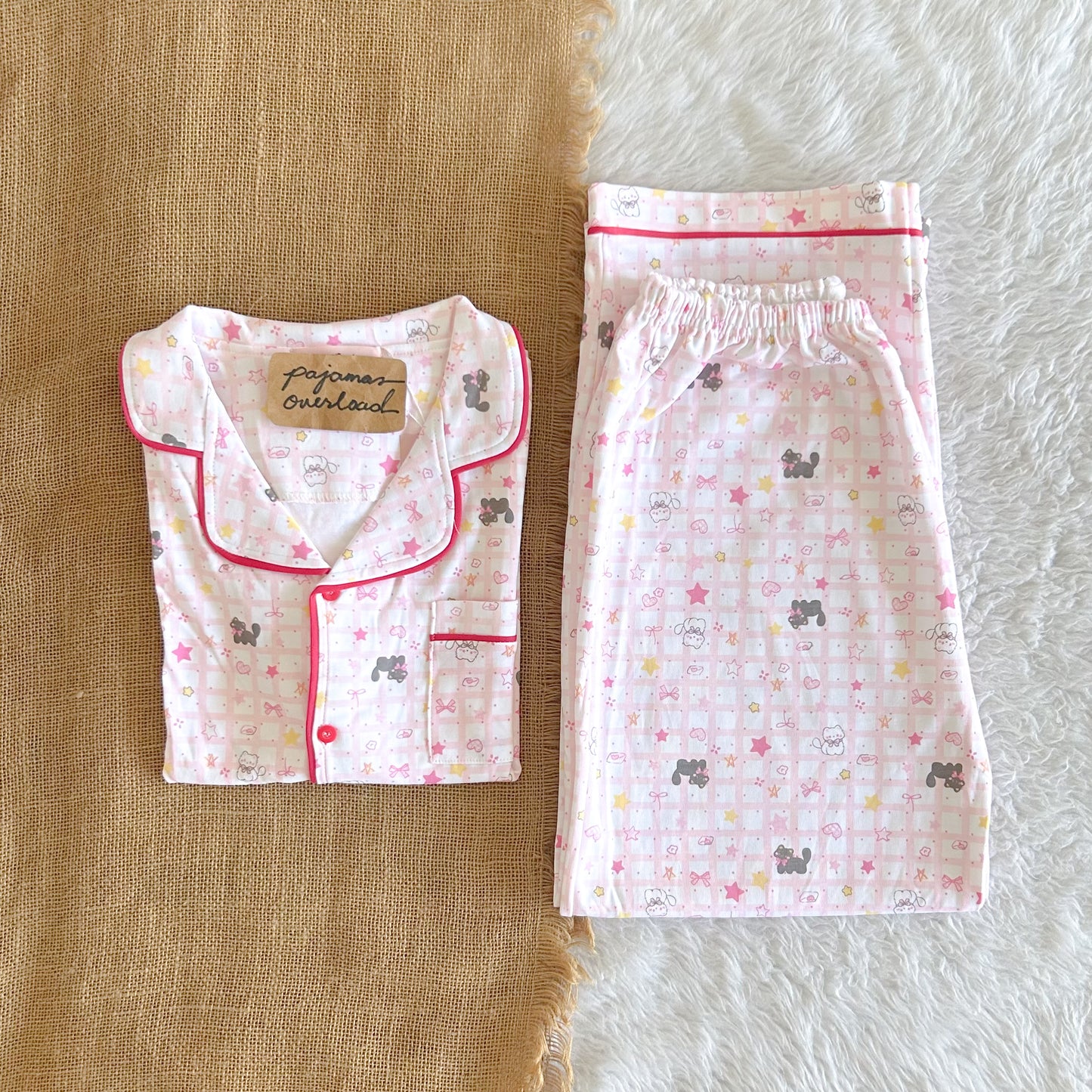 Juicy couture | cotton shortsleeves top + pants sleepwear pajama set | PajamasOverload