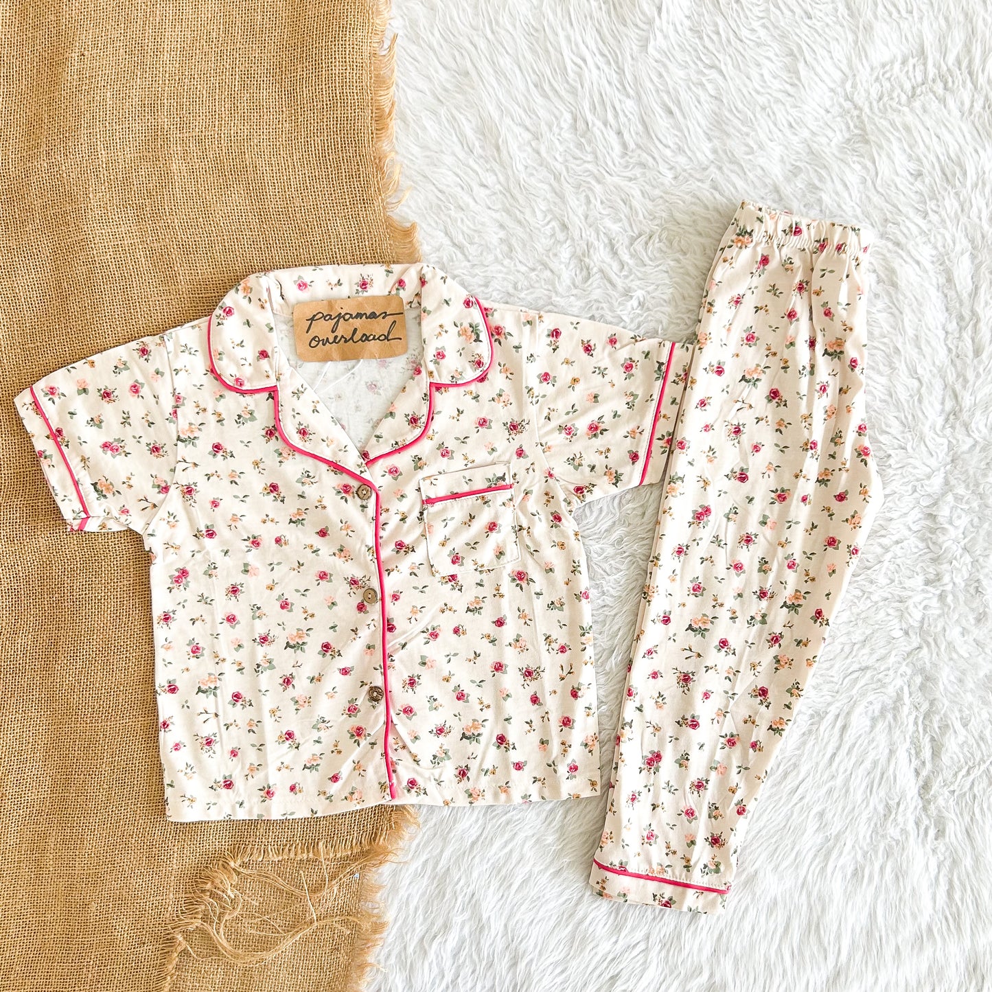 ERIN KIDS | cotton shortsleeves top + pants sleepwear pajama set | PajamasOverload