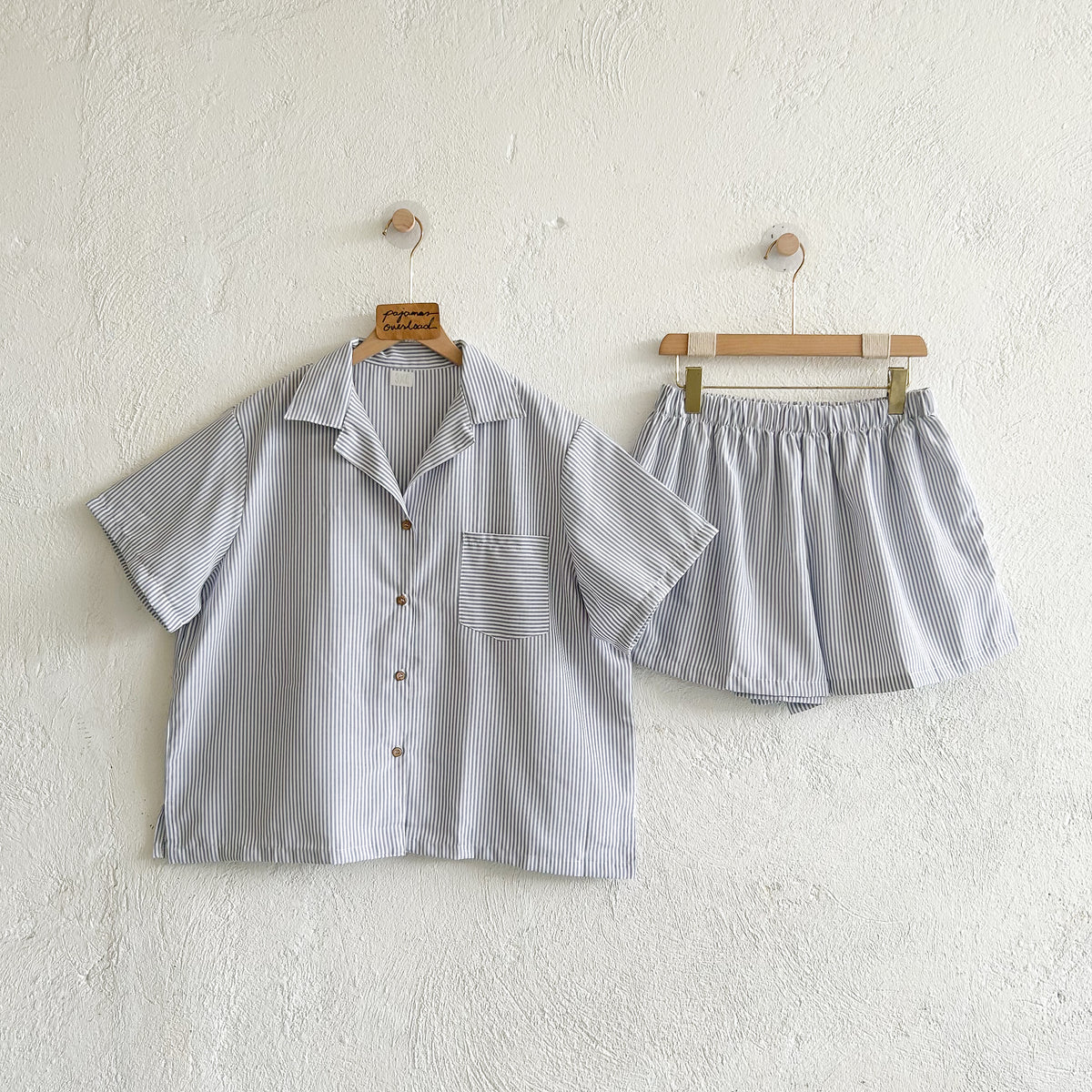 BRIA | chambray shortsleeves top + shorts sleepwear set | PajamasOverload