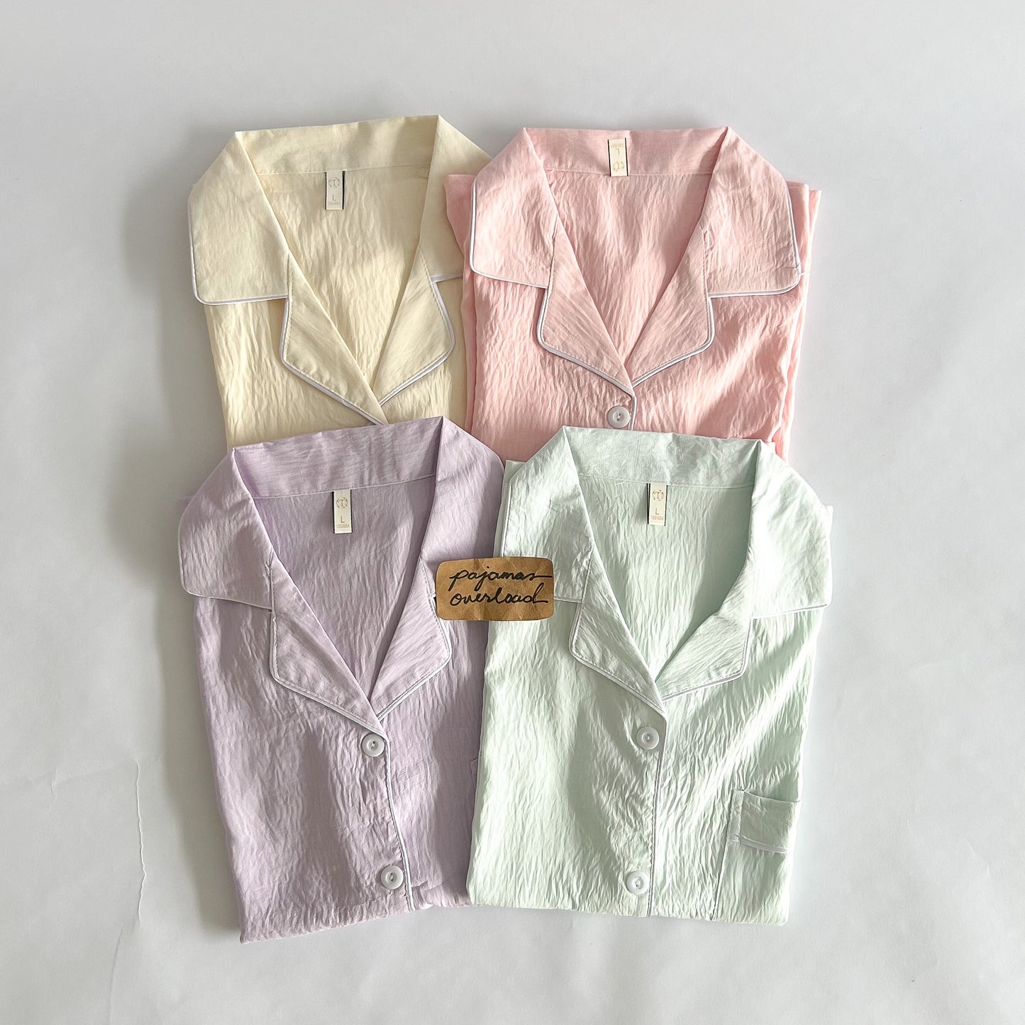 TINA PLAIN | crumpled shortsleeves + pants sleepwear pajama set | PajamasOverload