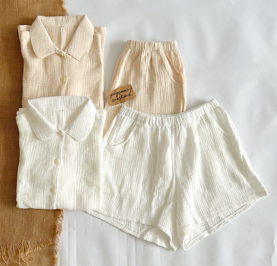 JULIANA | premium gauze shortsleeves + shorts button down set | PajamasOverload