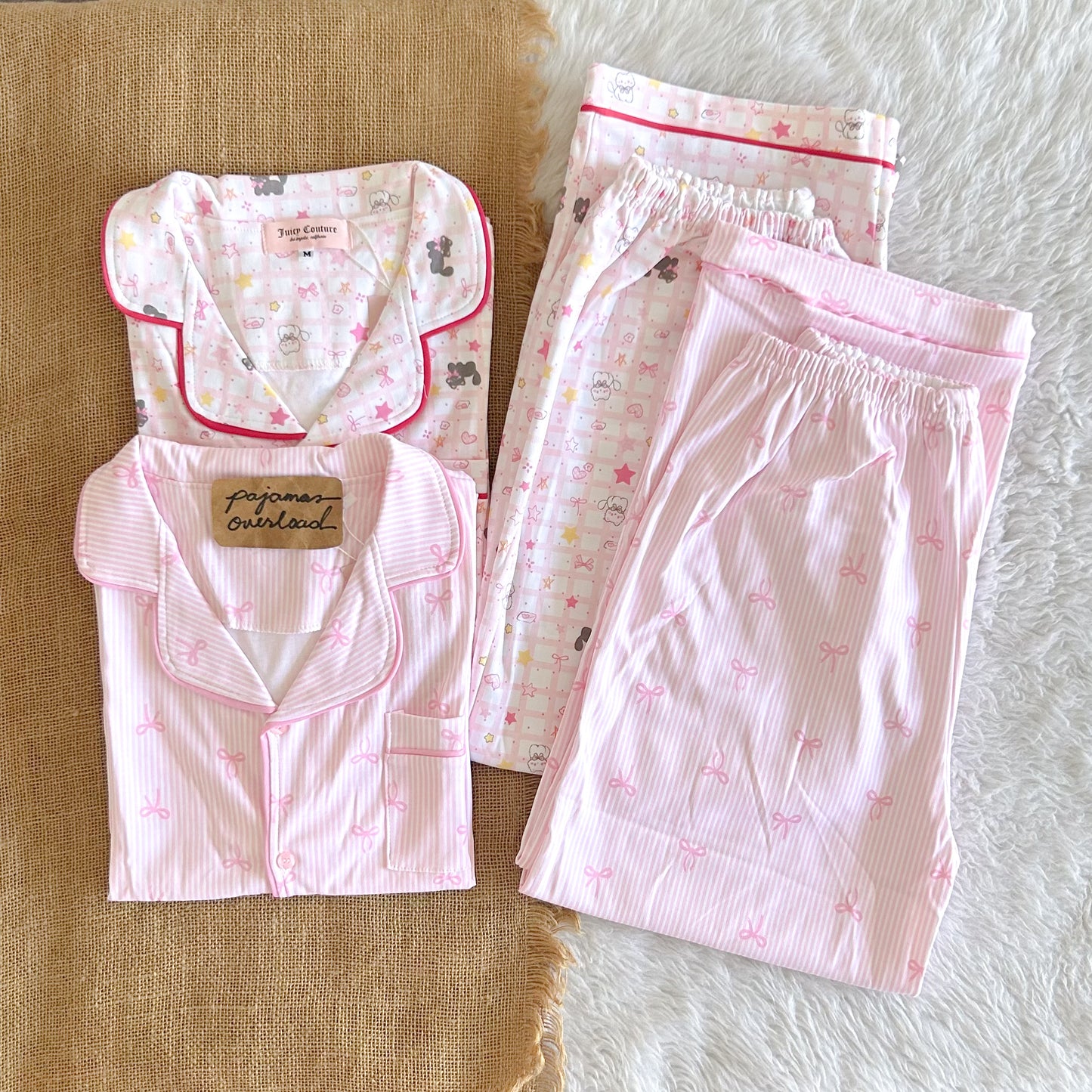 Juicy couture | cotton shortsleeves top + pants sleepwear pajama set | PajamasOverload