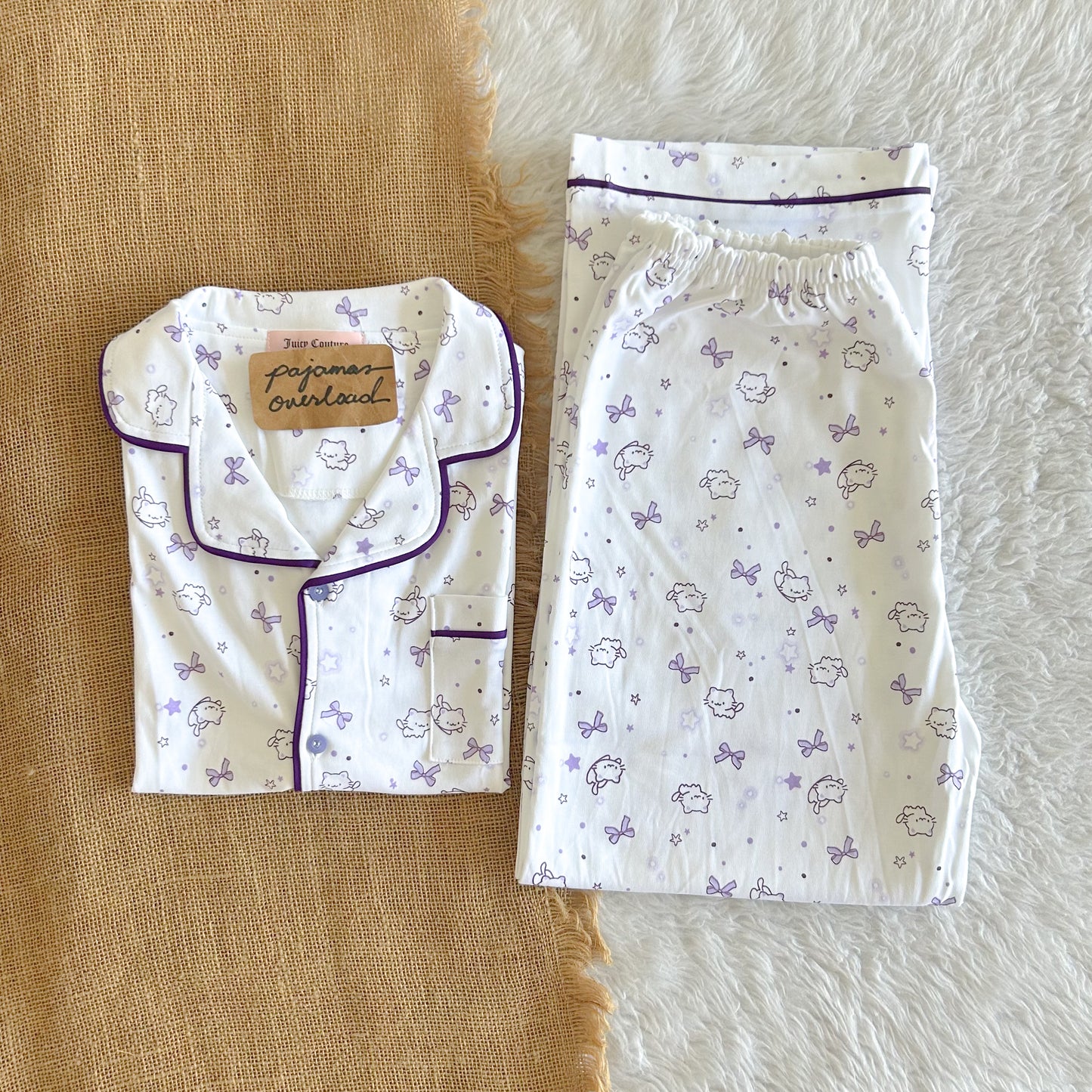 Juicy couture | cotton shortsleeves top + pants sleepwear pajama set | PajamasOverload