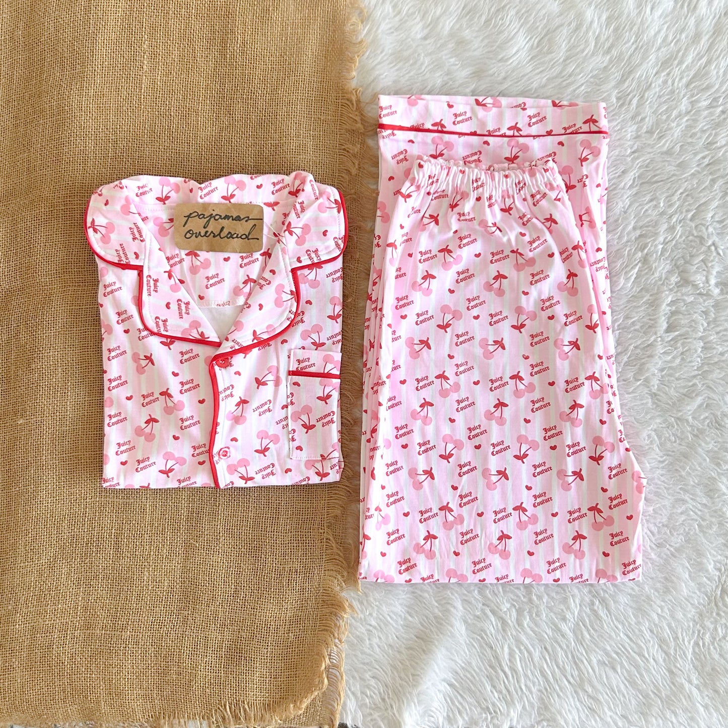 Juicy couture | cotton shortsleeves top + pants sleepwear pajama set | PajamasOverload