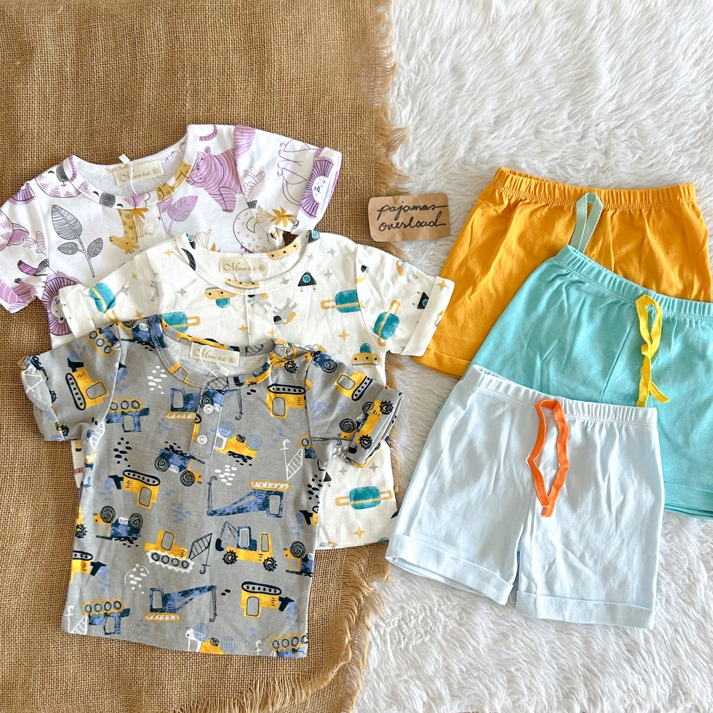 RYGEL KIDS | cotton shortsleeves top + shorts sleepwear pajama set | PajamasOverload